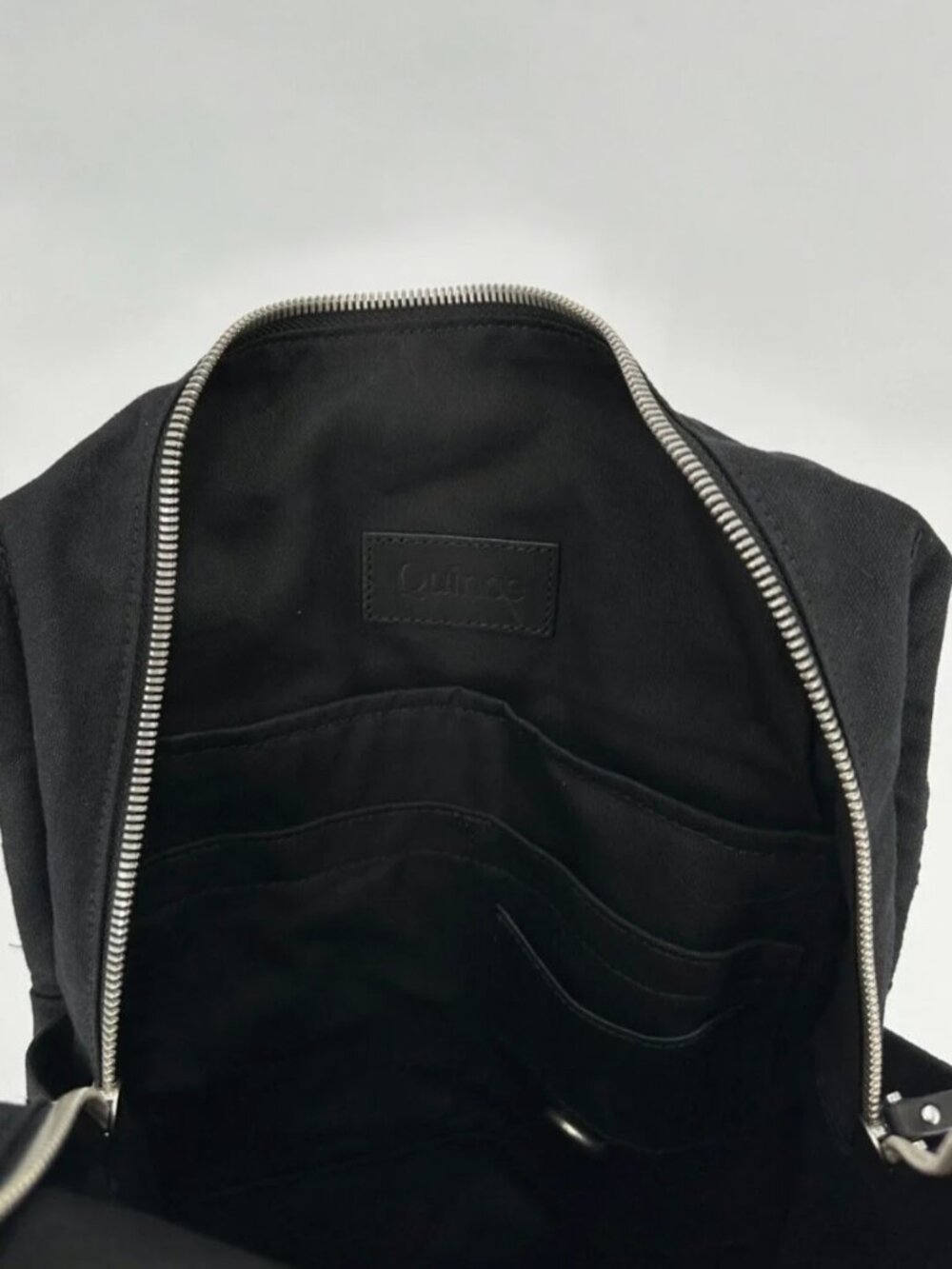 Quince Black Organic Cotton Canvas Convertible Backpack Tote Handbag GUC - Picture 10 of 11